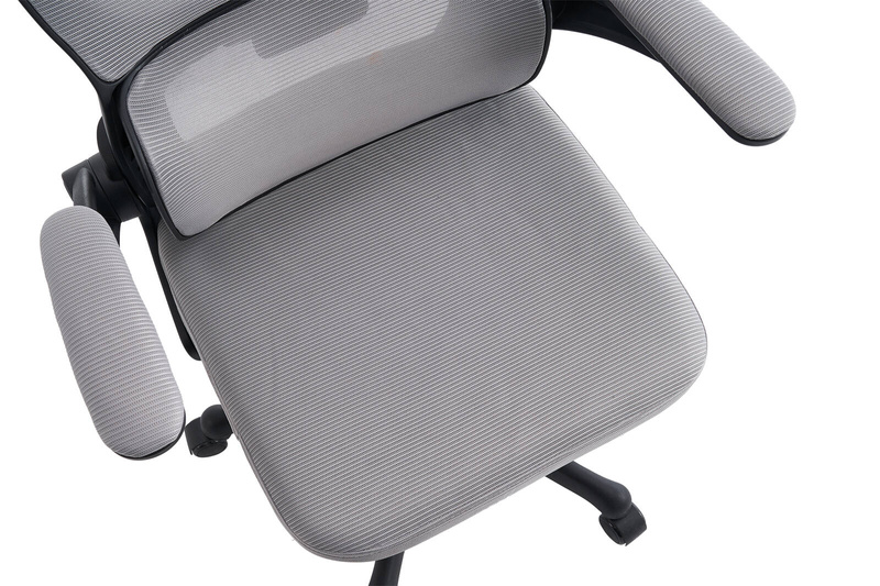 Fotel biurowy ergonomiczny obrotowy siateczkowy bujany szaro-czarny Classic