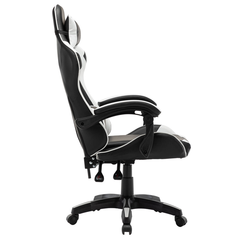 Fotel gamingowy krzesło dla gracza kubełkowy biurowy obrotowy czarno-biały Vito