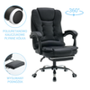 Fotel biurowy ergonomiczny obrotowy bujany krzesło z podnóżkiem ekoskóra czarny Comfort