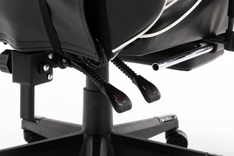 Fotel dla gracza gamingowy ergonomiczny kubełkowy krzesło z podnóżkiem czarno-biały Corpo