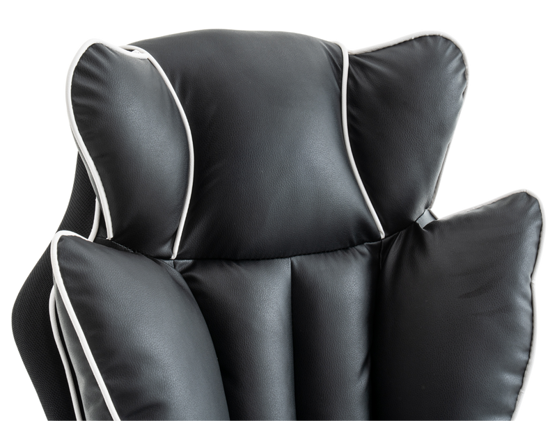 Fotel biurowy ergonomiczny obrotowy krzesło z podnóżkiem czarno-biały Premium