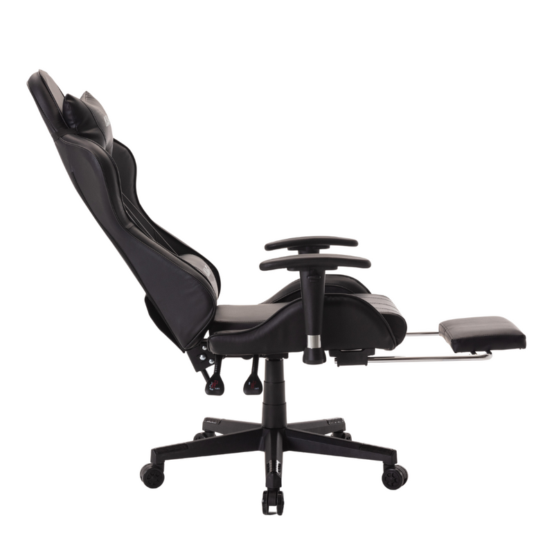 Fotel dla gracza gamingowy ergonomiczny krzesło biurowe z podnóżkiem czarny Corpo