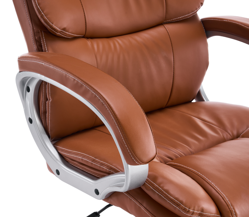 Fotel biurowy ergonomiczny obrotowy krzesło ekoskóra brązowy Grand