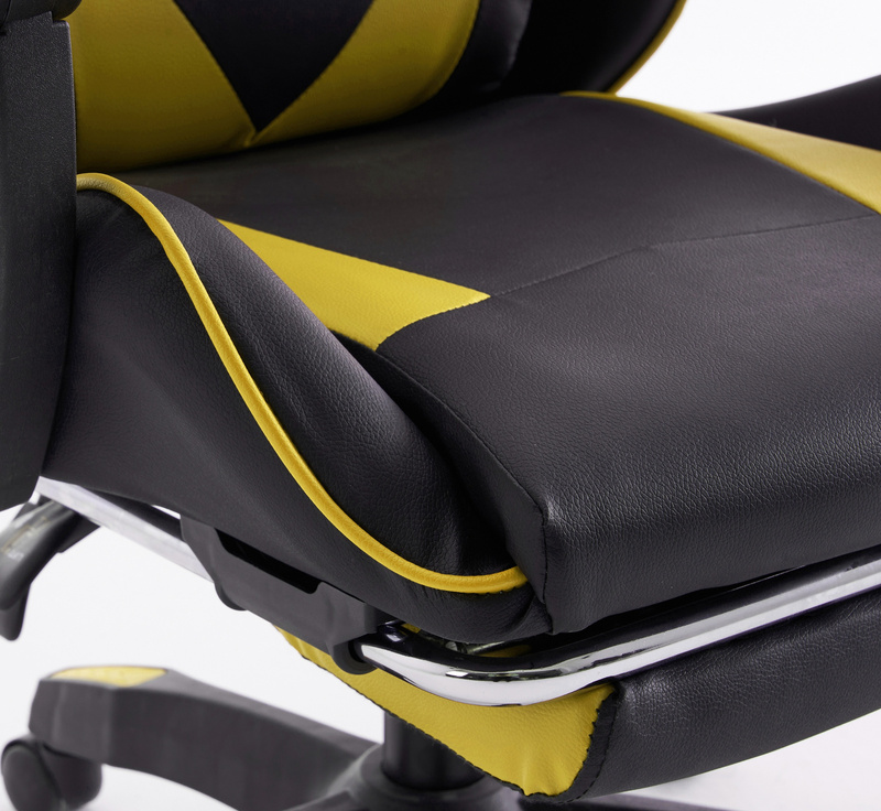 Fotel dla gracza gamingowy biurowy ergonomiczny z podnóżkiem krzesło obrotowe żółto-czarny Sienna