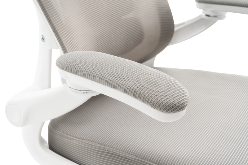 Fotel biurowy ergonomiczny obrotowy siateczkowy bujany krzesło szaro-biały Prime