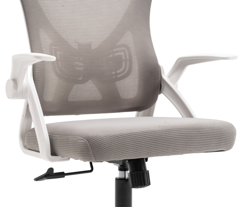 Fotel biurowy ergonomiczny obrotowy siateczkowy bujany krzesło biało-szary Simple