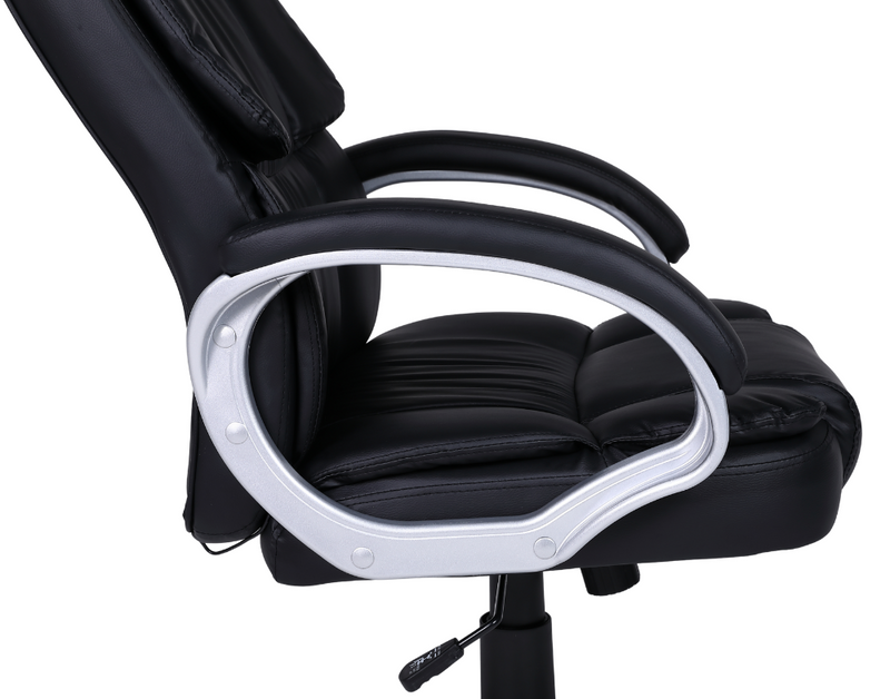 Fotel biurowy ergonomiczny obrotowy krzesło ekoskóra czarny Grand