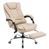 Fotel biurowy ergonomiczny obrotowy bujany krzesło z podnóżkiem ekoskóra beżowy Relax