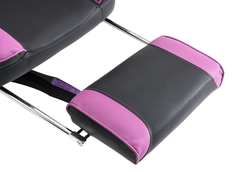 Fotel gamingowy z podnóżkiem ekoskóra krzesło dla gracza biurowy ergonomiczny czarno-fioletowy Champion