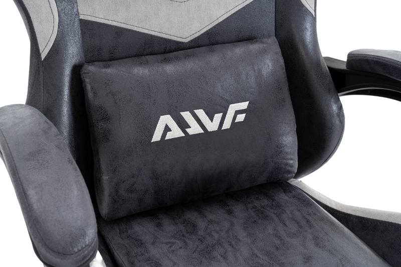 Fotel gamingowy z podnóżkiem ekoskóra krzesło dla gracza biurowy ergonomiczny czarno-szary Empo