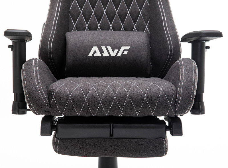 Fotel dla gracza gamingowy kubełkowy materiałowy ergonomiczny krzesło z podnóżkiem czarny Modern