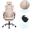 Fotel ergonomiczny biurowy obrotowy z podnóżkiem do biurka beżowo-biały Office