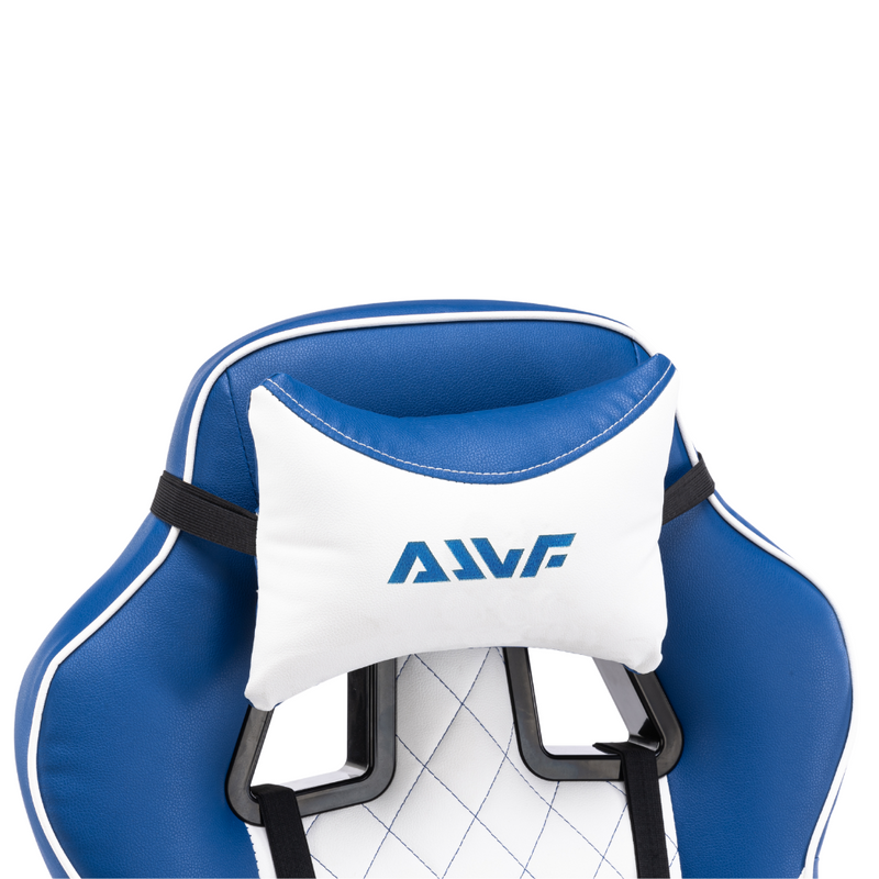 Fotel gamingowy z podnóżkiem ekoskóra krzesło dla gracza biurowy ergonomiczny niebiesko-biały Champion