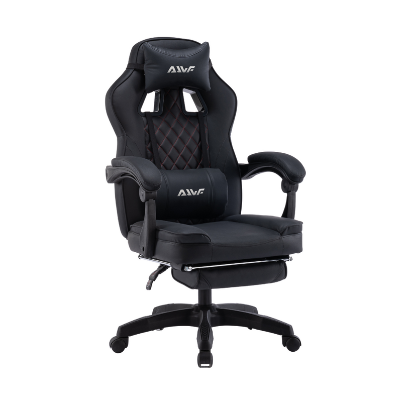 Fotel gamingowy z podnóżkiem ekoskóra krzesło dla gracza biurowy ergonomiczny czarny Champion