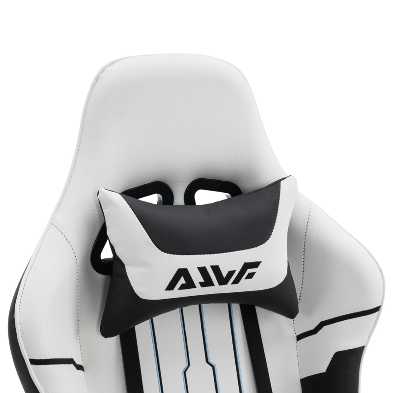 Fotel dla gracza gamingowy ergonomiczny krzesło z podnóżkiem biało-czarny Cyber