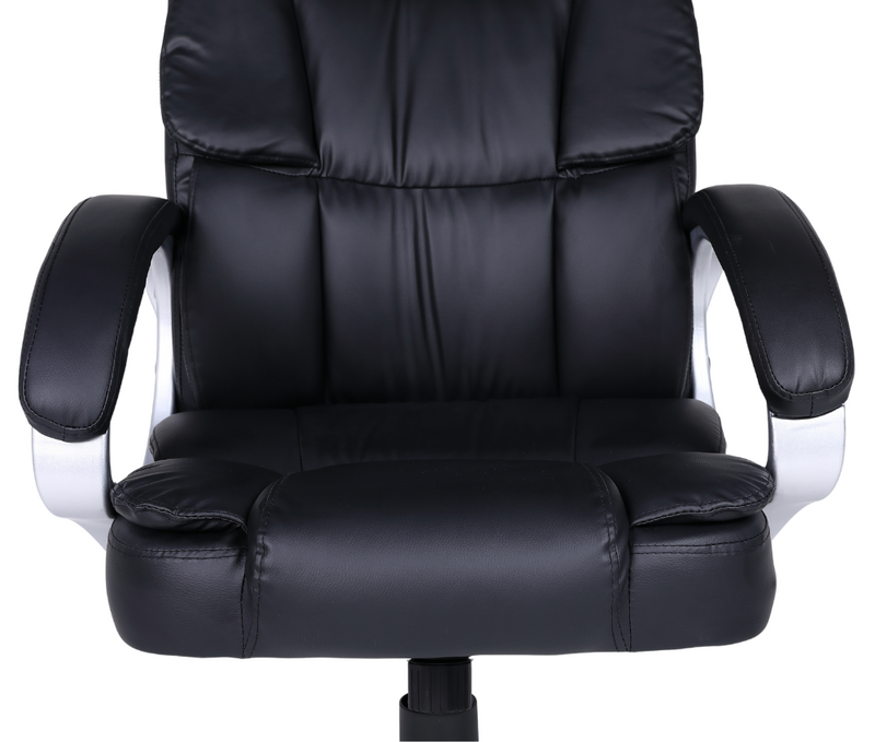 Fotel biurowy ergonomiczny obrotowy krzesło ekoskóra czarny Grand