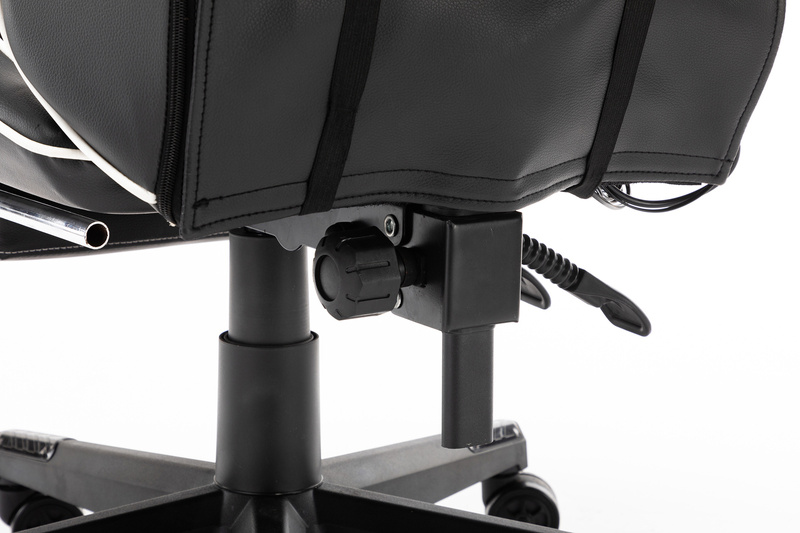 Fotel dla gracza gamingowy ergonomiczny kubełkowy krzesło z podnóżkiem czarno-biały Corpo