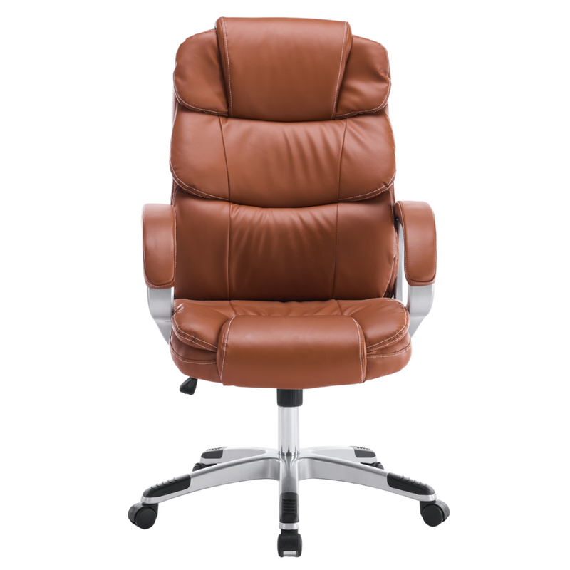 Fotel biurowy ergonomiczny obrotowy krzesło ekoskóra brązowy Grand