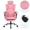 Fotel biurowy ergonomiczny obrotowy krzesło do biurka z podnóżkiem różowy Office