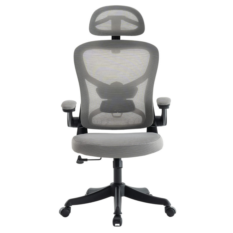 Fotel biurowy ergonomiczny obrotowy siateczkowy bujany krzesło szary Prime