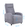 Fotel rozkładany wypoczynkowy relaksacyjny materiałowy jasny szary Chuck