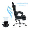Fotel biurowy ergonomiczny obrotowy krzesło z podnóżkiem czarny Office