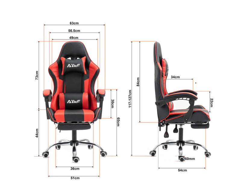 Fotel dla gracza ergonomiczny gamingowy obrotowy krzesło z podnóżkiem czerwono-czarny Boss