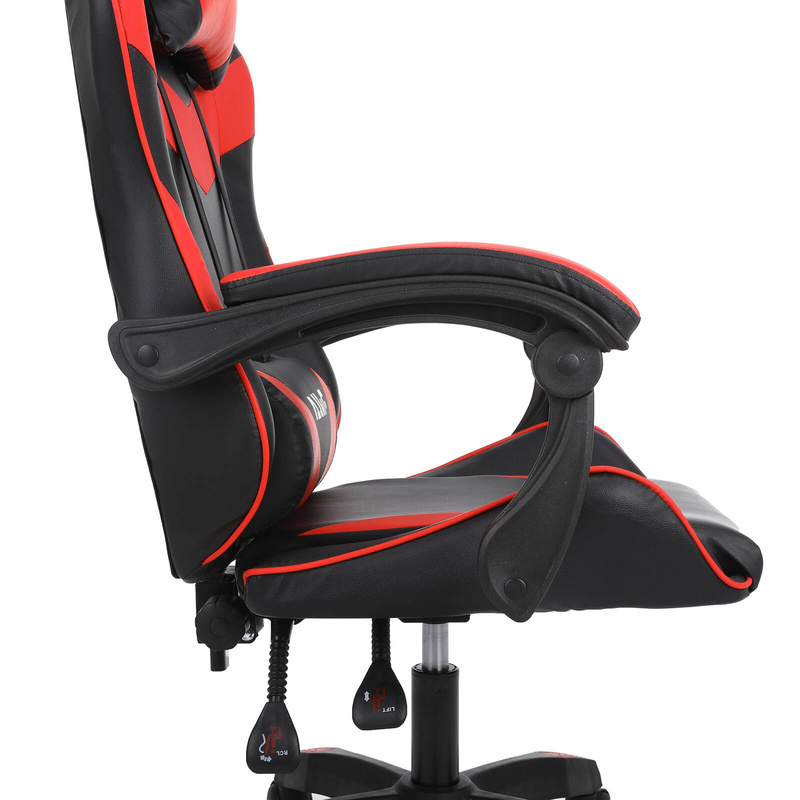 Fotel dla gracza gamingowy krzesło kubełkowy mocny ergonomiczny biurowy czarno-czerwony Milan