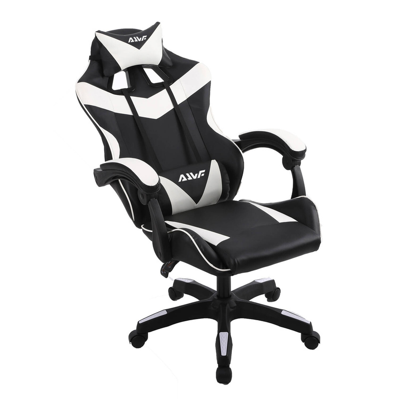 Fotel gamingowy krzesło dla gracza kubełkowy ergonomiczny biurowy biało-czarny Milan