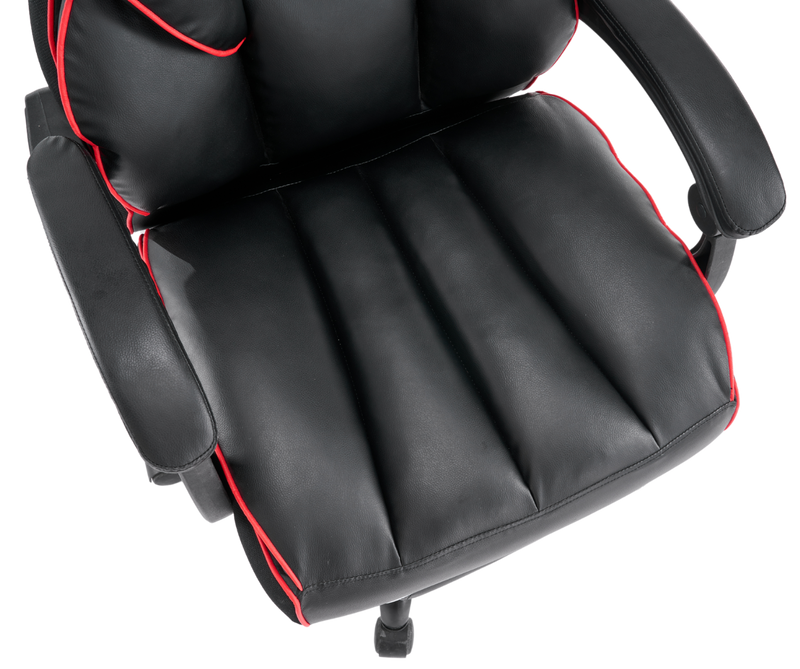 Fotel biurowy ergonomiczny obrotowy krzesło z podnóżkiem czarno-czerwony Premium