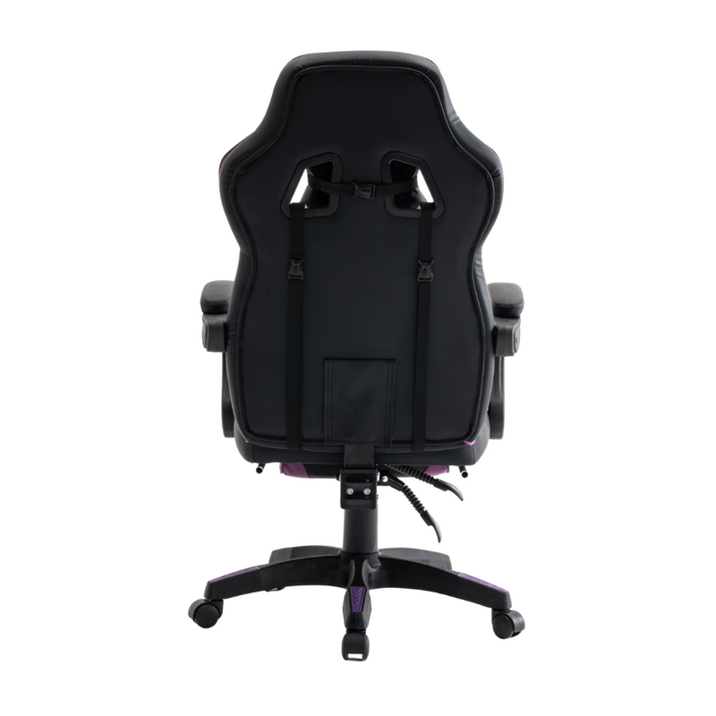 Fotel gamingowy z podnóżkiem ekoskóra krzesło dla gracza biurowy ergonomiczny czarno-fioletowy Champion