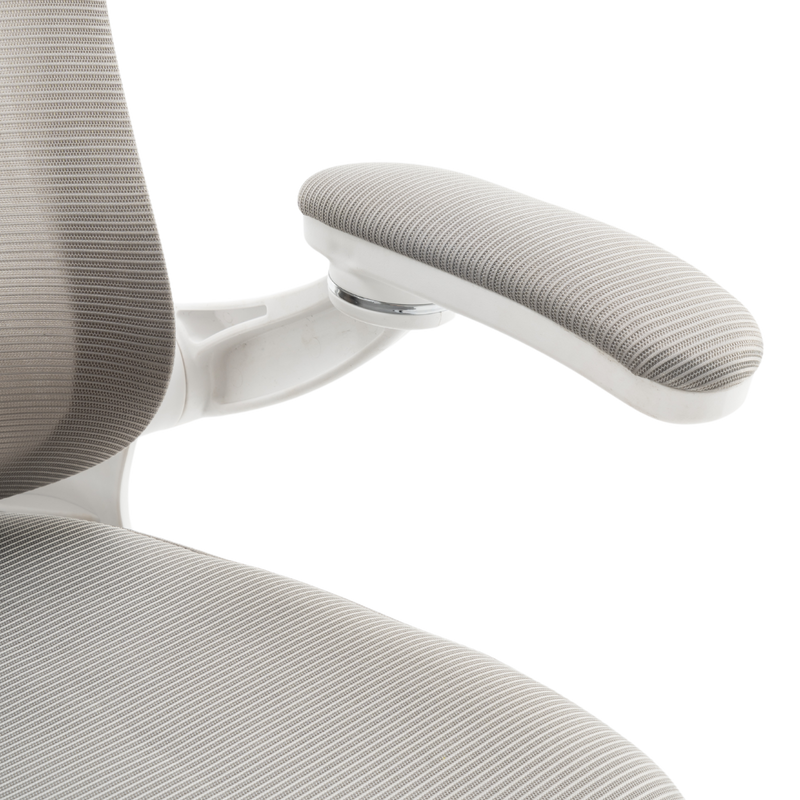 Fotel biurowy ergonomiczny obrotowy siateczkowy bujany krzesło szaro-biały Prime