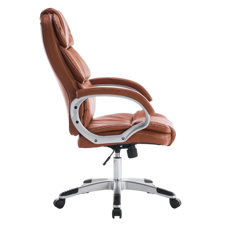 Fotel biurowy ergonomiczny obrotowy krzesło ekoskóra brązowy Grand