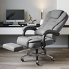 Fotel biurowy materiałowy ergonomiczny obrotowy bujany krzesło z podnóżkiem szary Comfort