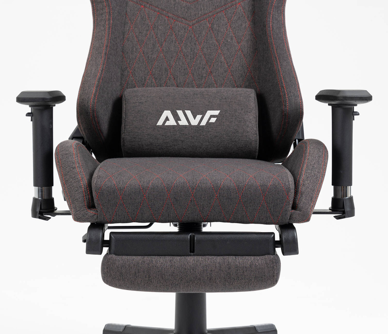 Fotel dla gracza gamingowy kubełkowy materiałowy ergonomiczny krzesło z podnóżkiem brązowy Modern