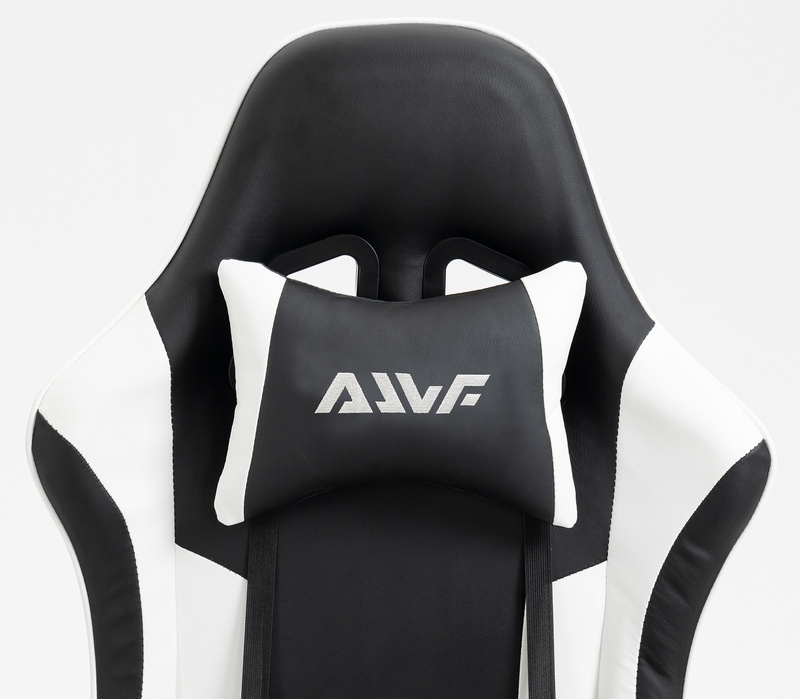 Fotel dla gracza gamingowy obrotowy krzesło z podnóżkiem biało-czarny Boss