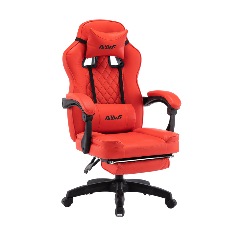 Fotel gamingowy z podnóżkiem ekoskóra krzesło dla gracza biurowy ergonomiczny czerwony Champion