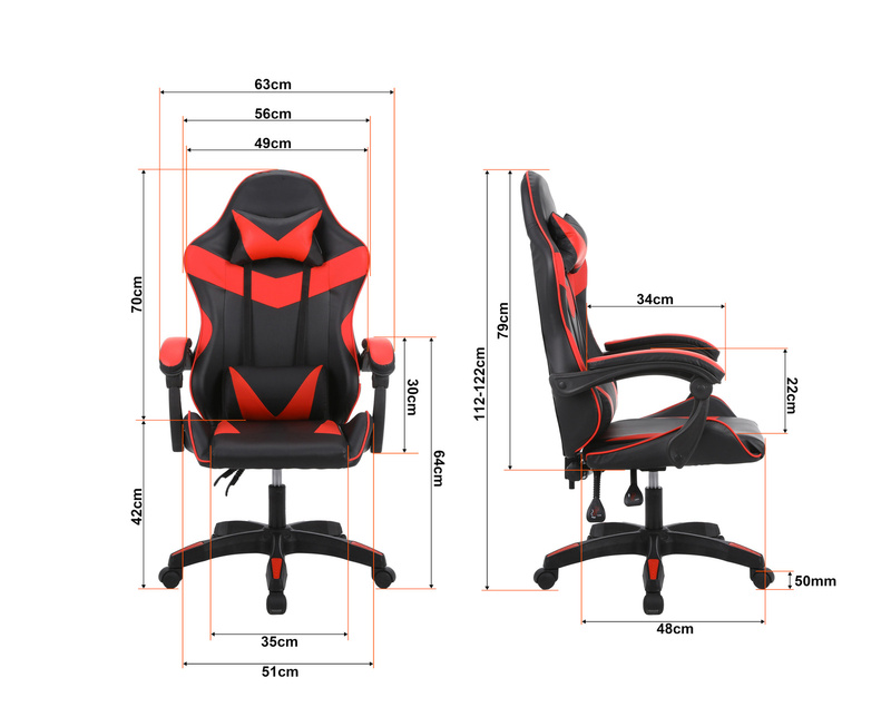 Fotel dla gracza gamingowy krzesło kubełkowy mocny ergonomiczny biurowy czarno-czerwony Milan