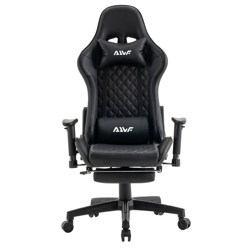 Fotel dla gracza gamingowy ergonomiczny krzesło z podnóżkiem czarny Zeus Carbon