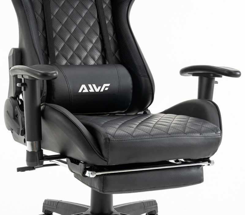 Fotel dla gracza gamingowy ergonomiczny krzesło z podnóżkiem czarny Zeus Carbon