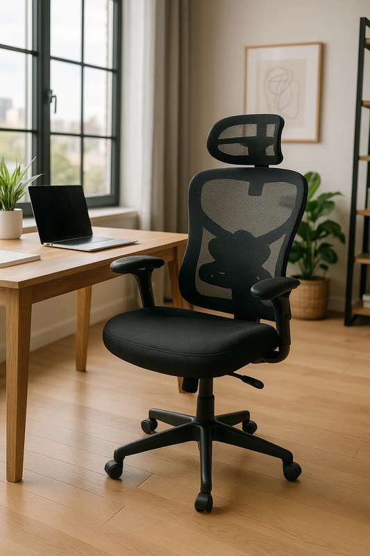Fotel biurowy ergonomiczny obrotowy siateczkowy bujany krzesło czarny Prime
