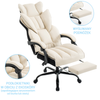 Fotel biurowy ergonomiczny obrotowy krzesło z podnóżkiem beżowo-biały Premium