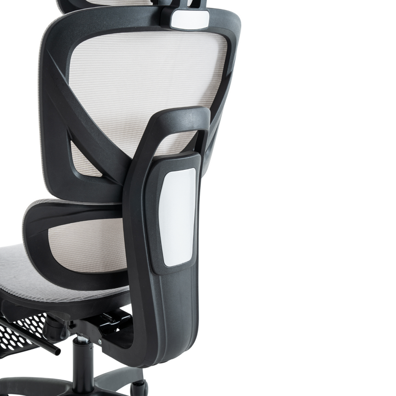 Fotel biurowy z podnóżkiem ergonomiczny obrotowy regulowany siateczkowy krzesło szaro-czarny Future