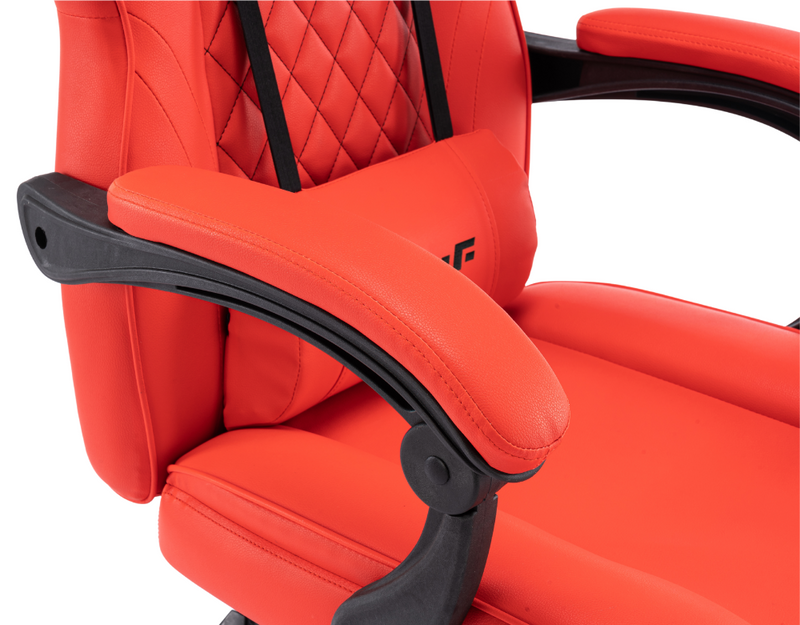 Fotel gamingowy z podnóżkiem ekoskóra krzesło dla gracza biurowy ergonomiczny czerwony Champion