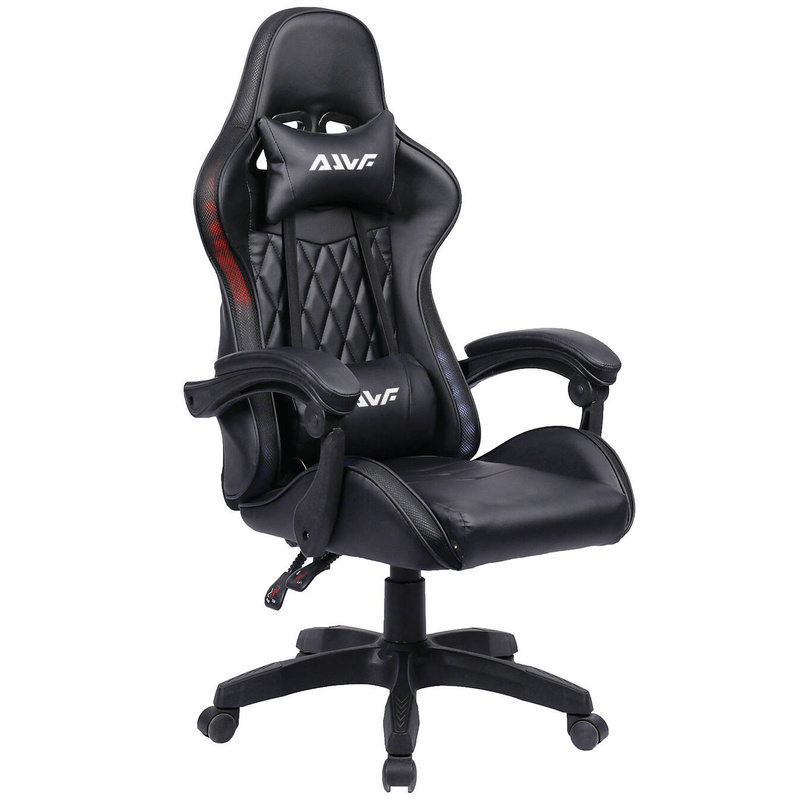 Fotel gamingowy krzesło dla gracza kubełkowy ergonomiczny biurowy czarny LED Funky