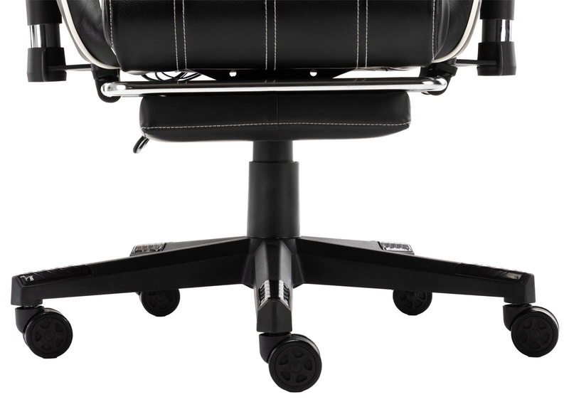 Fotel dla gracza gamingowy ergonomiczny kubełkowy krzesło z podnóżkiem czarno-biały Corpo