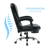 Fotel biurowy ergonomiczny obrotowy bujany krzesło z podnóżkiem ekoskóra czarny Comfort