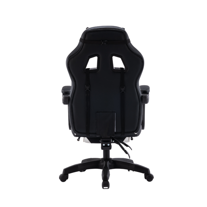 Fotel gamingowy z podnóżkiem ekoskóra krzesło dla gracza biurowy ergonomiczny czarno-biały Champion