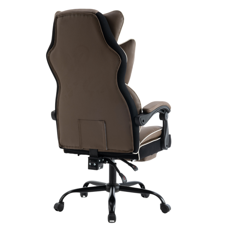 Fotel biurowy ergonomiczny obrotowy krzesło z podnóżkiem brązowy Premium