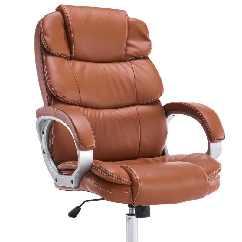 Fotel biurowy ergonomiczny obrotowy krzesło ekoskóra brązowy Grand